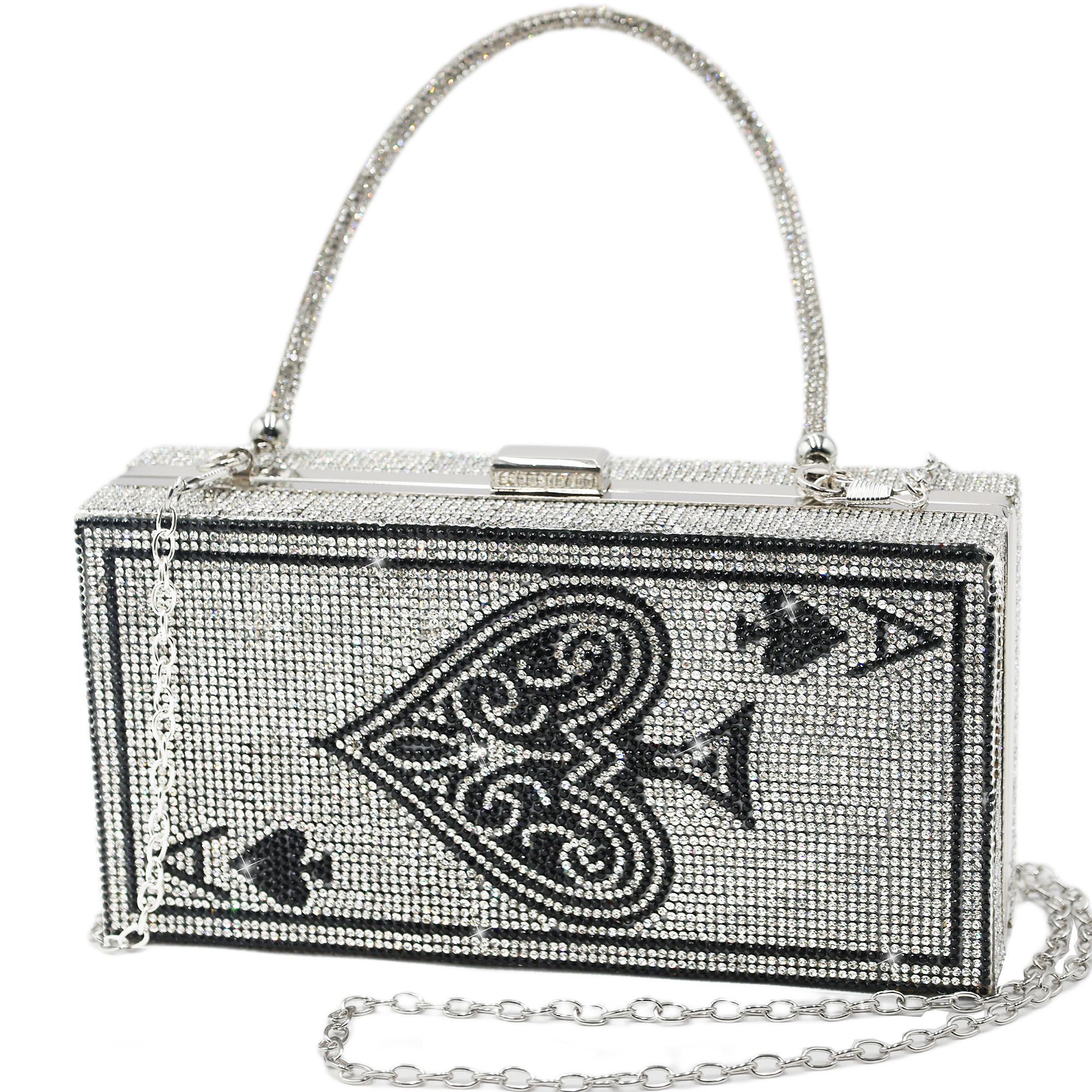 pearl&she Diamond Sliver Crystal Evening Bag Rhinestone Bling